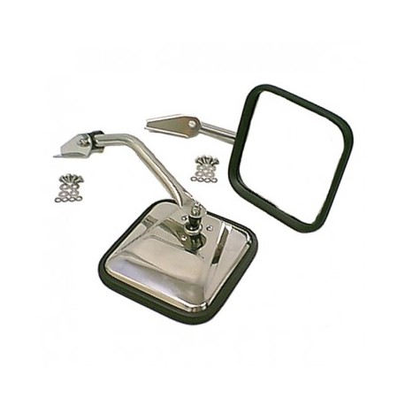 KIT RETROS EXT CJ-YJ CARRE - CONVEXE/INOX*