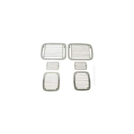KIT GRILLES PROTECT FEUX AVT-ARR YJ -6 PIECES INOX
